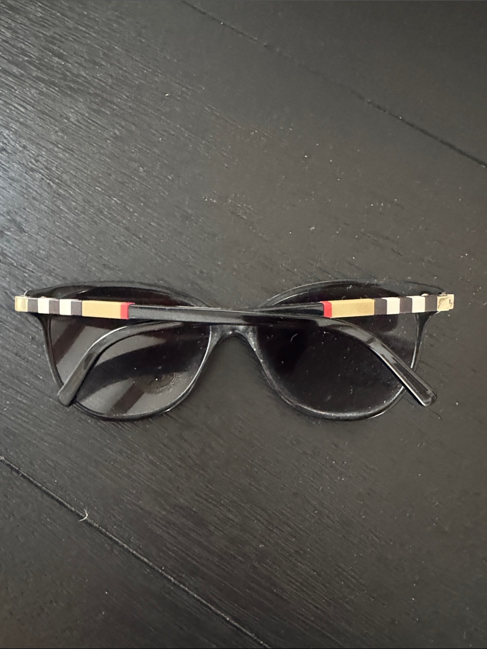 Black Burberry Sunglasses with Decorative Stripe Detail